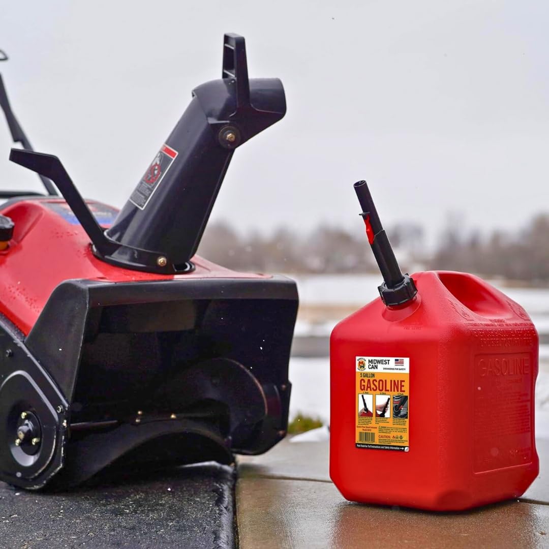 Midwest Can Company 5610 5 Gallon Gas Can Fuel Container Jugs w/Spout (2 Pack)