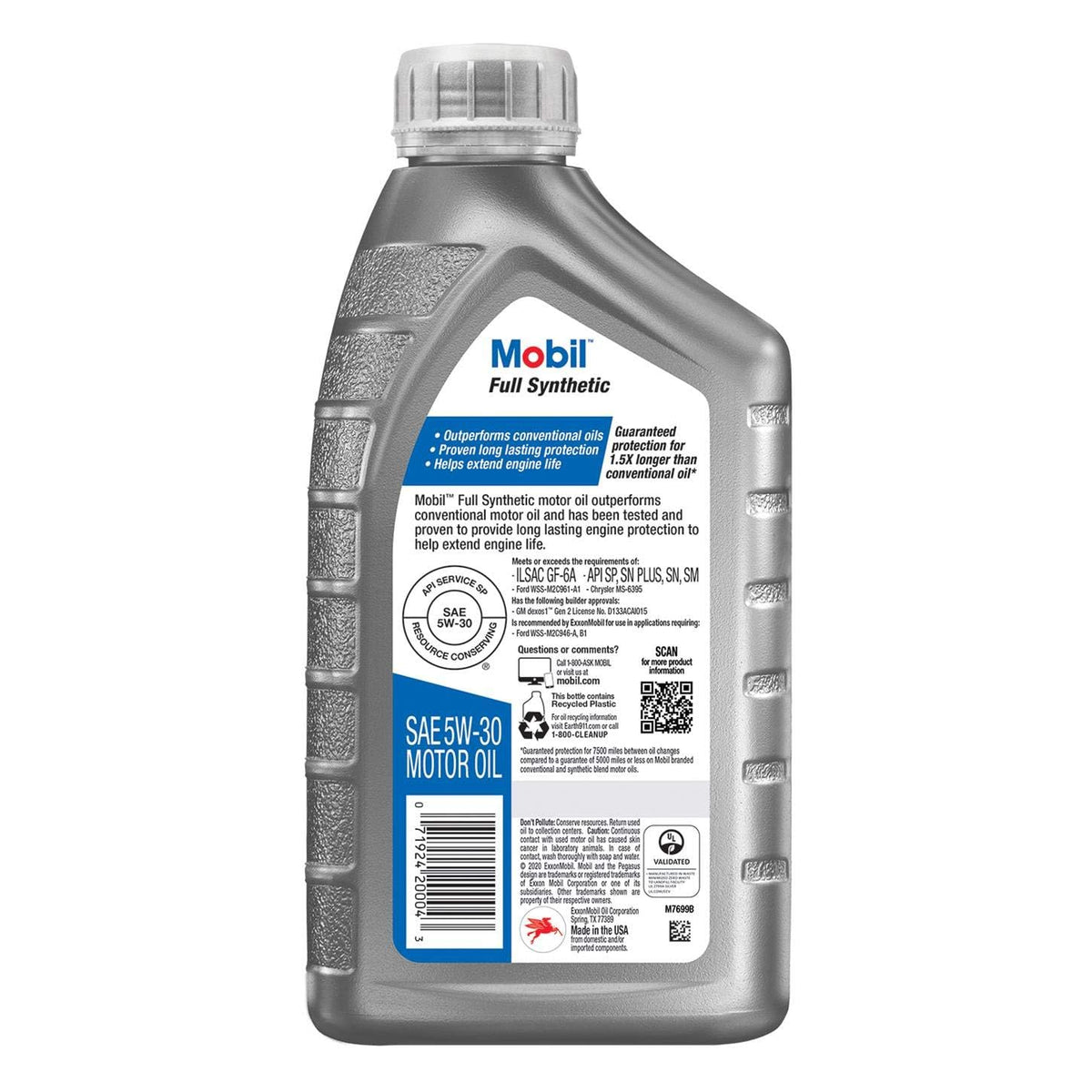 Mobil Full Synthetic Motor Oil 5W-30, 1 Quart (6-pack)