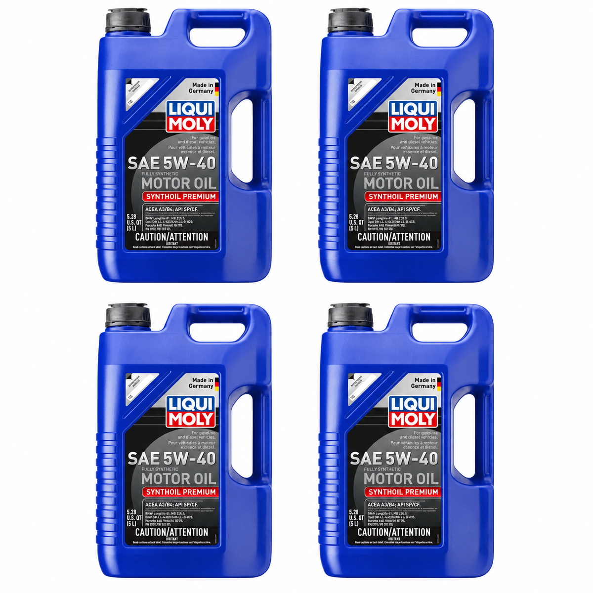 LIQUI MOLY Synthoil Premium SAE 5W-40, 2041, 4 x 5 L on white