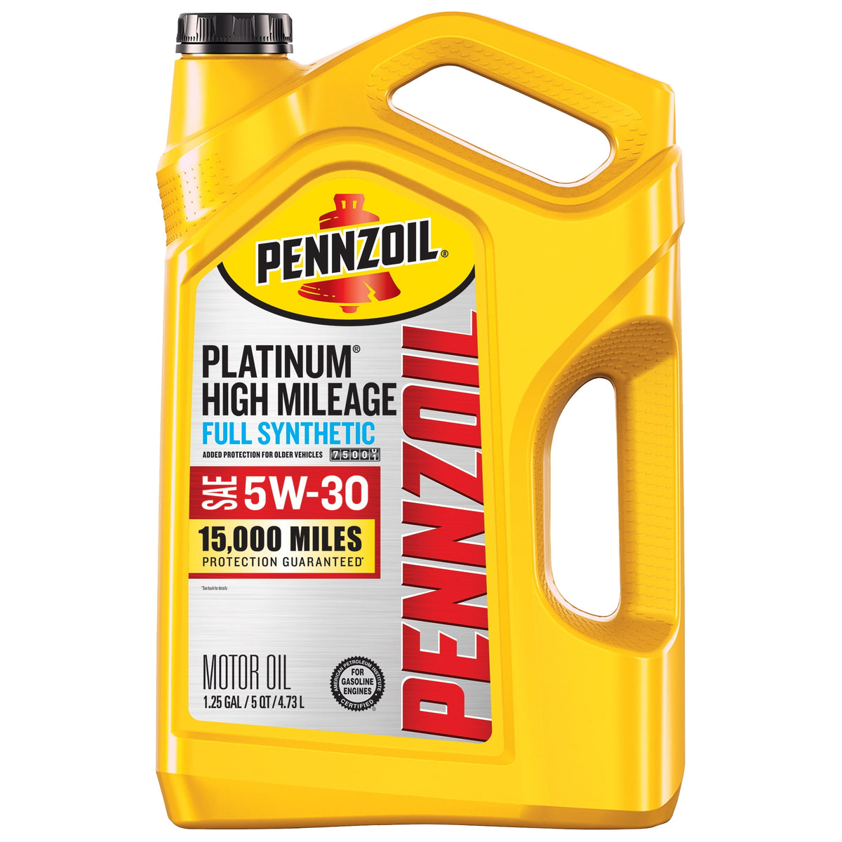Pennzoil Platinum High Mileage Full Synthetic 5W-30 — one 5-quart jug