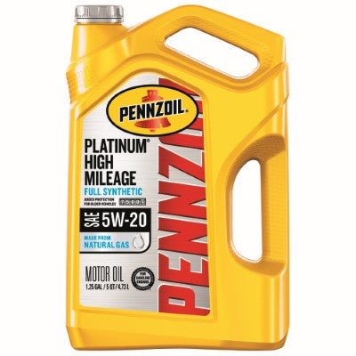 Pennzoil Platinum High Mileage Full Synthetic 5W-20 Motor Oil — 5-Quart Jugs product photo