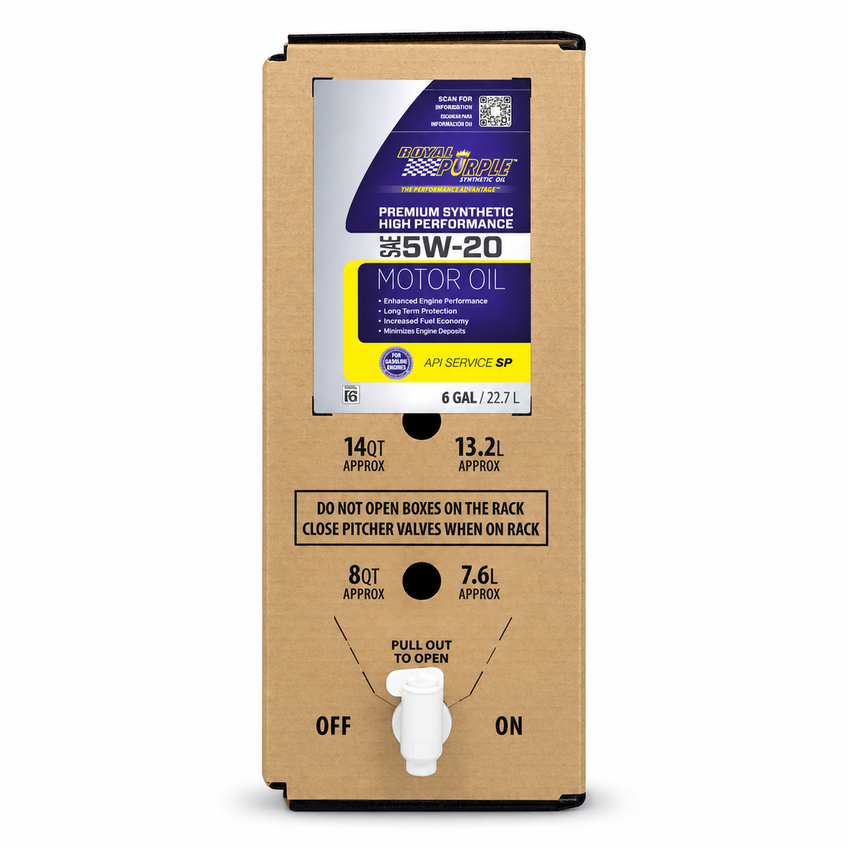 Royal Purple Full Synthetic Motor Oil 5W-20 in a 6-Gallon EcoBox