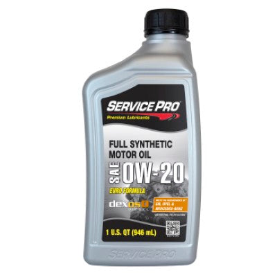 Service Pro 0W-20 Euro Dexos D Full Synthetic Motor Oil 1 Qt — Full Case of 6 (6 × 1 qt)