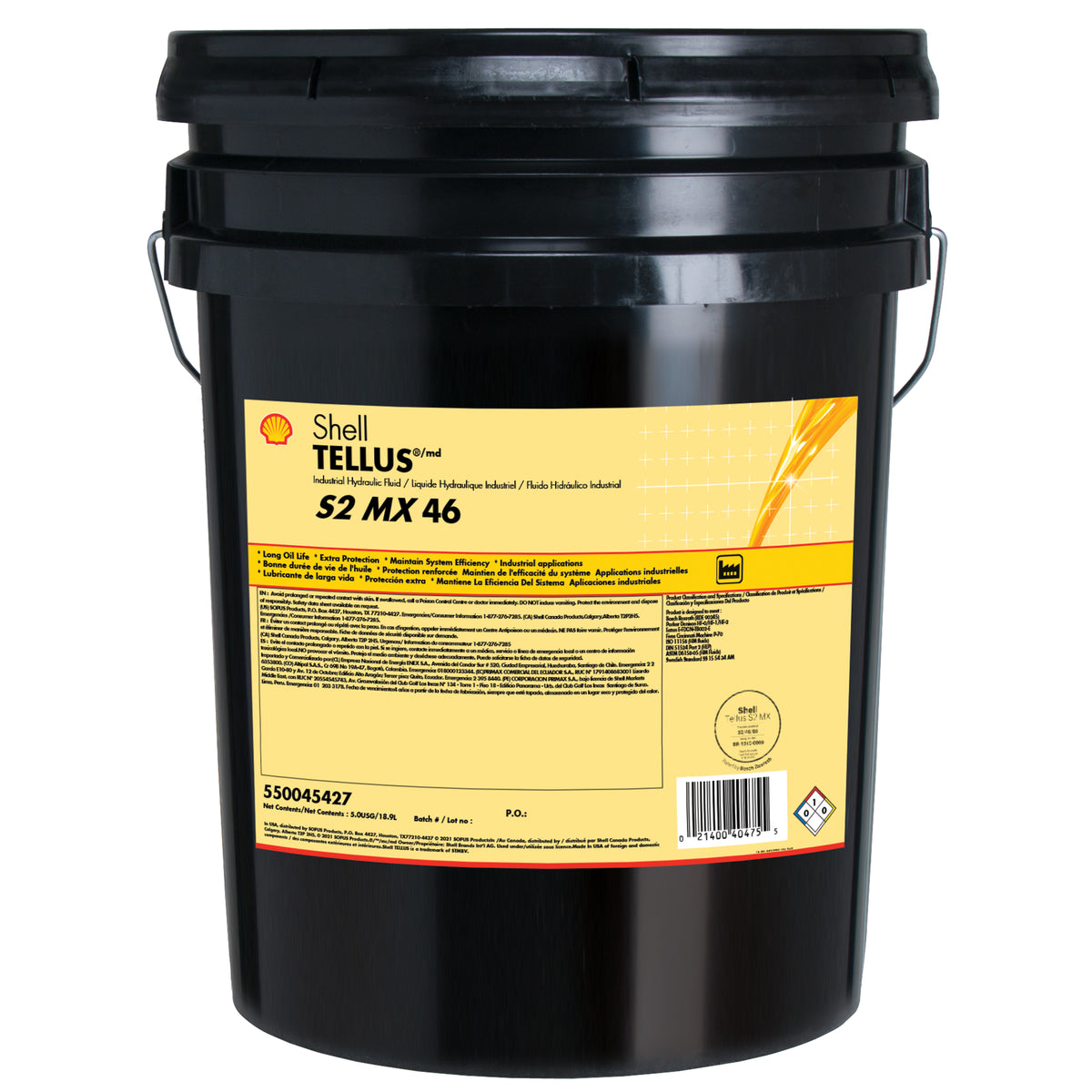 Shell Tellus S2 MX 46 Hydraulic Oil, 5 Gallon Pail