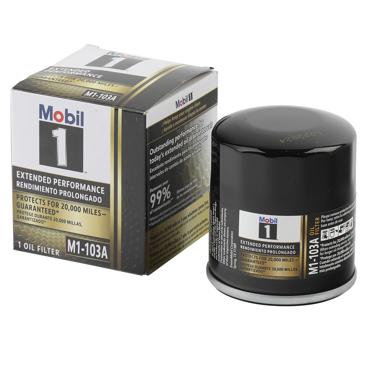 Mobil 1 Extended Performance Oil Filter, M1-103A | Synthetic Blend, High Efficiency 20,000 Mile Protection | 2 Pack