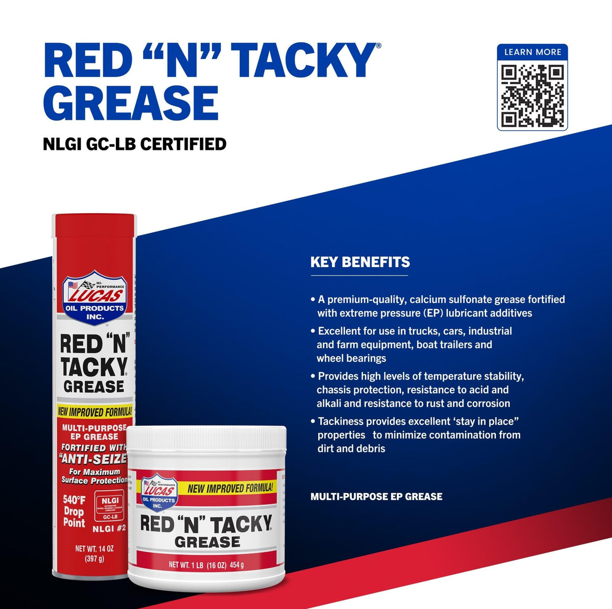 Lucas Oil 10005 Red "N" Tacky Grease - 14 Ounce Cartridge (Pack of 30)