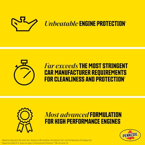 Pennzoil Ultra Platinum Full Synthetic 0W-40 Motor Oil, 1 Quart (6 Pack)