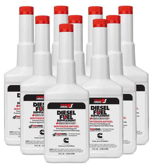 Power Service Diesel Fuel Supplement +Cetane Boost - 12 Ounce (Pack of 9)
