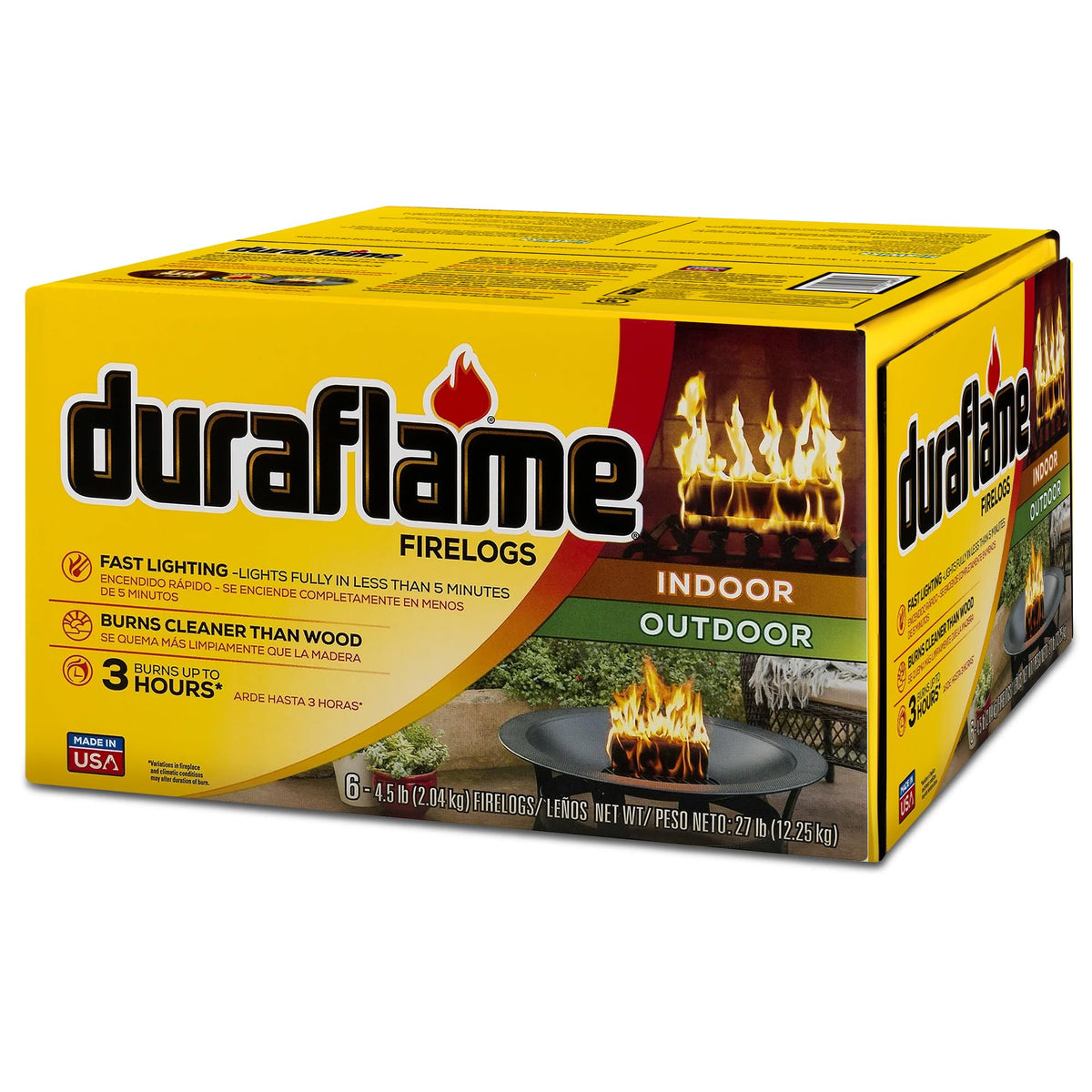 Duraflame 6-Pack Indoor/Outdoor Logs for Fireplace & Fire Pit, 3-Hour Burn, 4.5lb Each