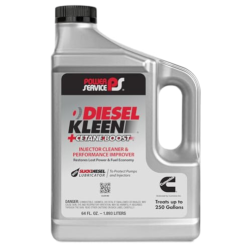 Power Service Diesel Kleen + Cetane Boost 64oz Bottle (6 Pack) - Universal Fit, Boosts Cetane Up to 6 Numbers, Cleans Injectors, 10.17536 Liters