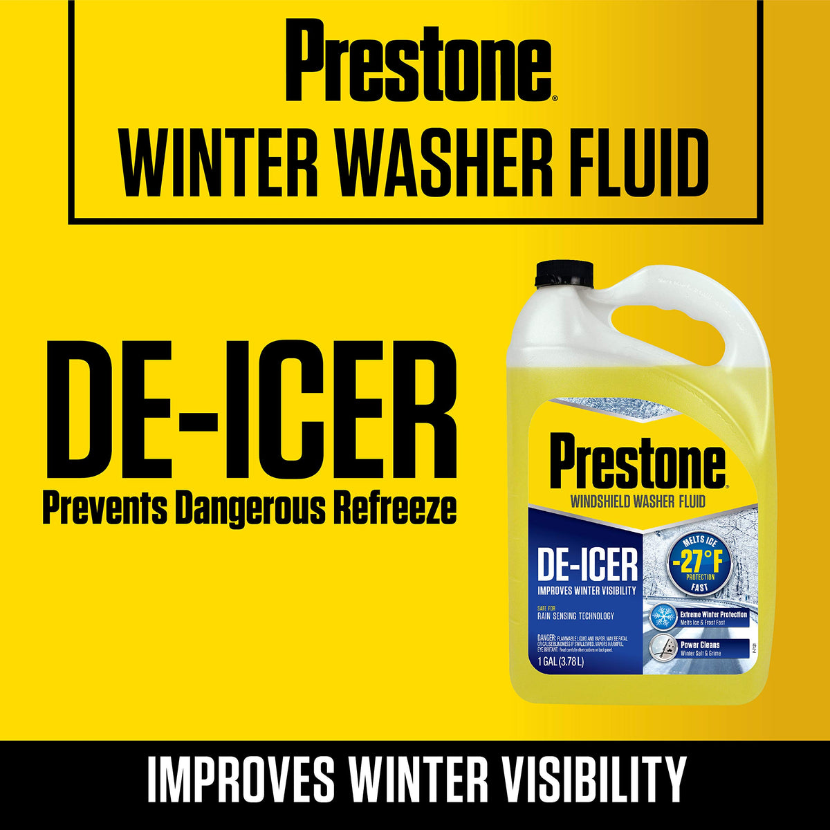Prestone De-Icer Winter Windshield Washer Fluid, 1 Gallon