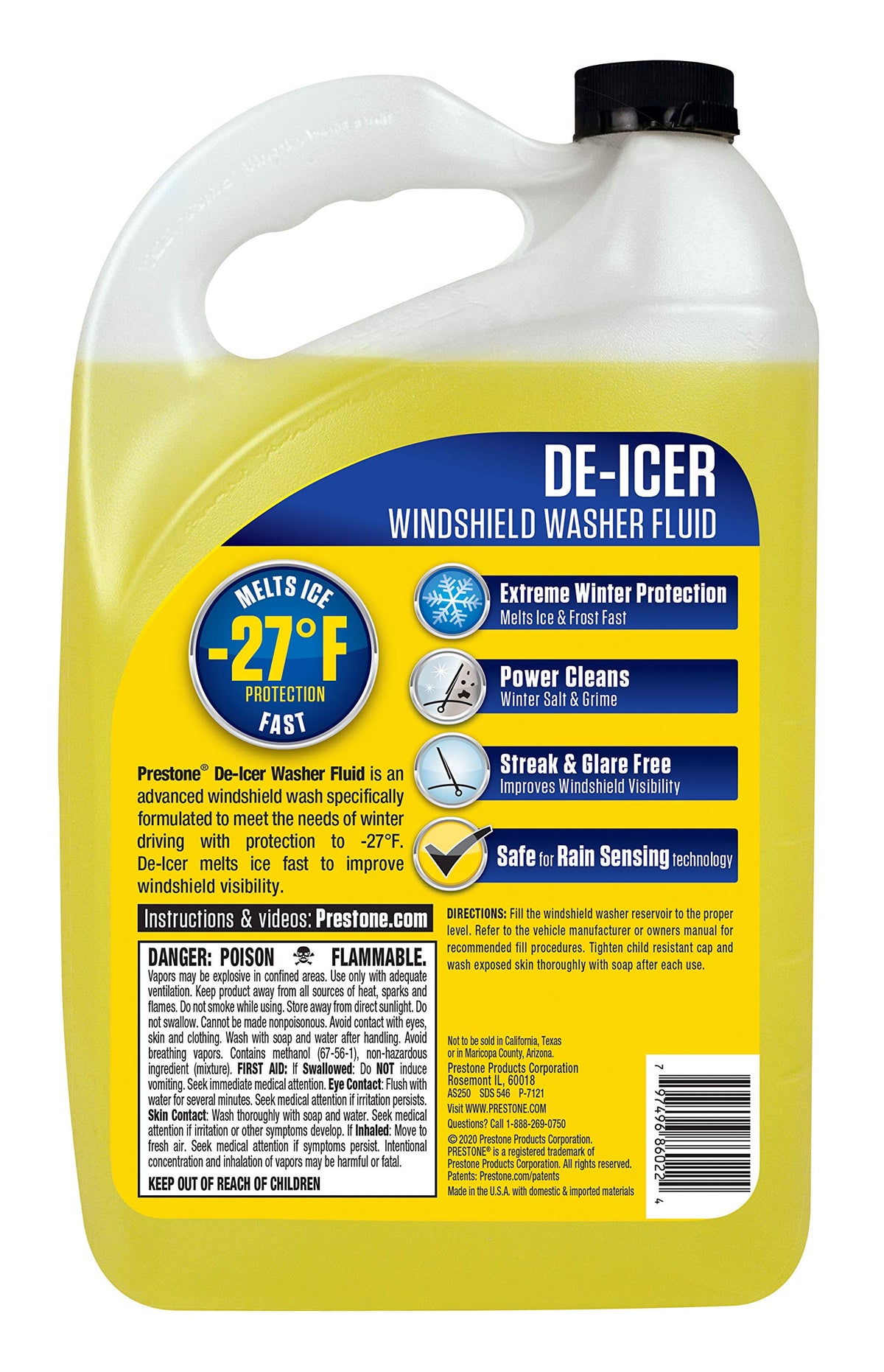 Prestone De-Icer Winter Windshield Washer Fluid, 1 Gallon