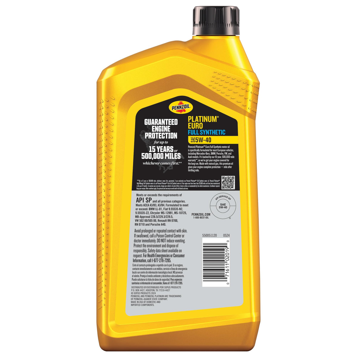 Pennzoil Platinum Euro Full Synthetic Motor Oil
