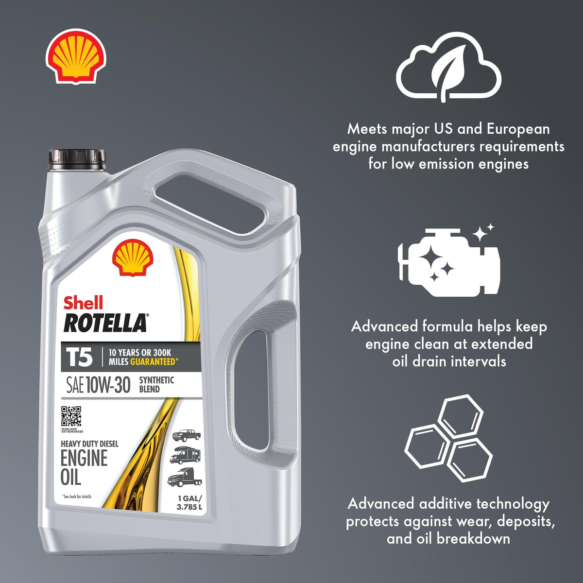 Shell Rotella T5 Synthetic Blend 10W-30 Diesel Engine Oil