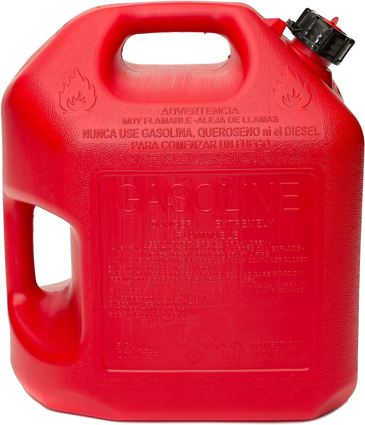 Midwest Can Company 5610 5 Gallon Gas Can Fuel Container Jugs w/Spout (2 Pack)