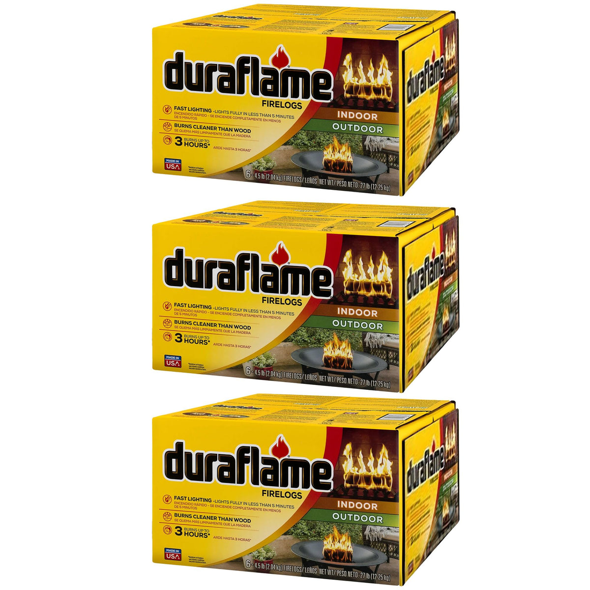 Duraflame 6-Pack Indoor/Outdoor Logs for Fireplace & Fire Pit, 3-Hour Burn, 4.5lb Each