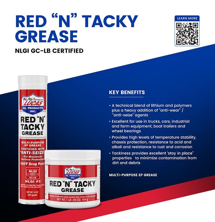 Lucas Oil 10005 Red 'N' Tacky Grease