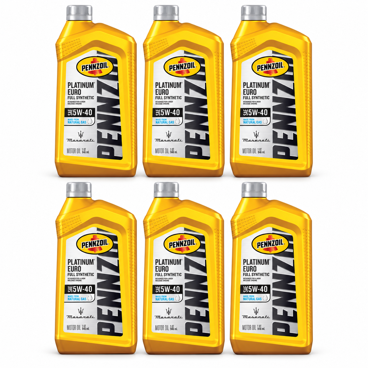 Pennzoil Platinum Euro Full Synthetic for Maserati 5W-40 Motor Oil — six 1-quart bottles