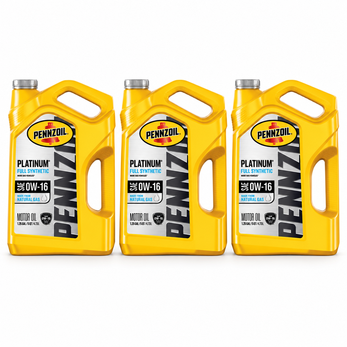 Pennzoil Platinum Full Synthetic 0W-16 Motor Oil — three-jug full case