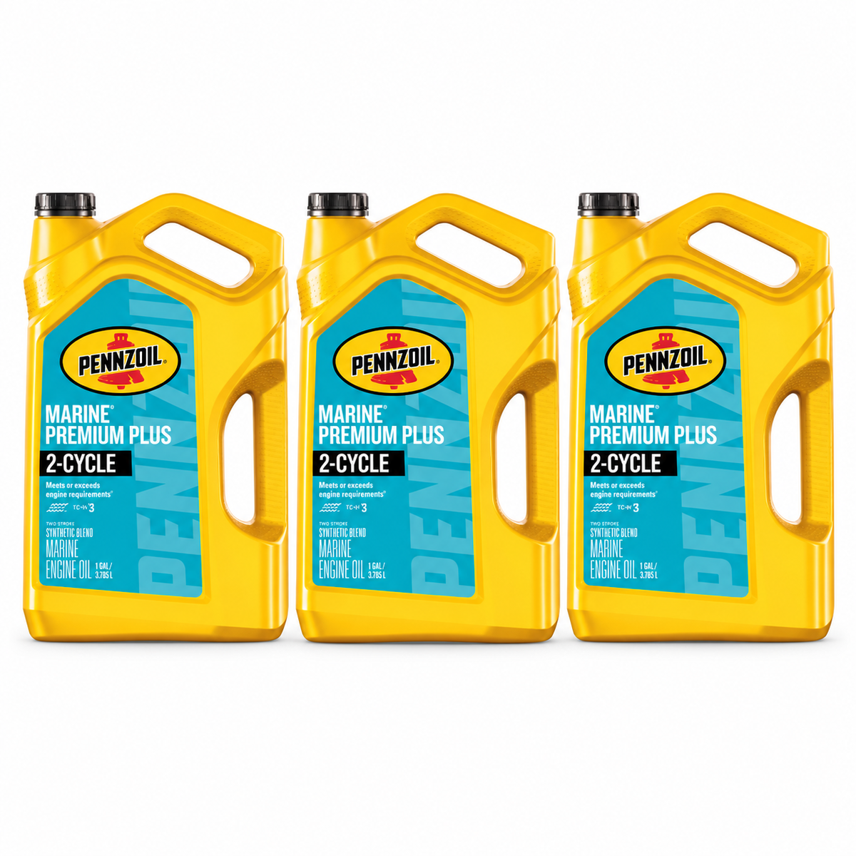 Pennzoil Premium Plus Outboard 2-Cycle Oil — three-jug full case