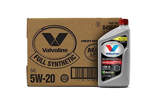 Valvoline MaxLife High Mileage Full Synthetic 5W-20 Motor Oil — Full Box (6 x 1 qt) — original carton and matching bottle.