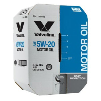 Valvoline Daily Protection Synthetic Blend 5W-20 Motor Oil — 5 Gallon Bay Box — original packaging.