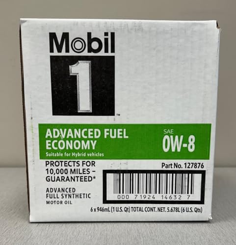 Mobil 1 Synthetic Motor Oil 0W-8 JASO GLV-1-6 Quarts (1 Case)