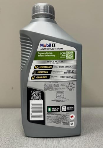 Mobil 1 Synthetic Motor Oil 0W-8 JASO GLV-1-6 Quarts (1 Case)