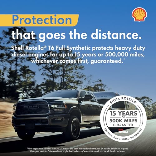 Shell Rotella T6 Full Synthetic 15W-40 Diesel Engine Oil, 1 Gallon (3 Pack)