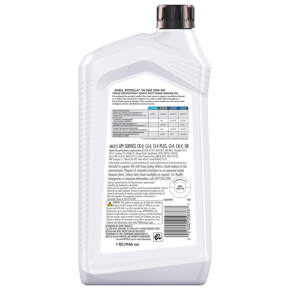 Shell Rotella T4 Triple Protection Conventional Diesel Engine Oil