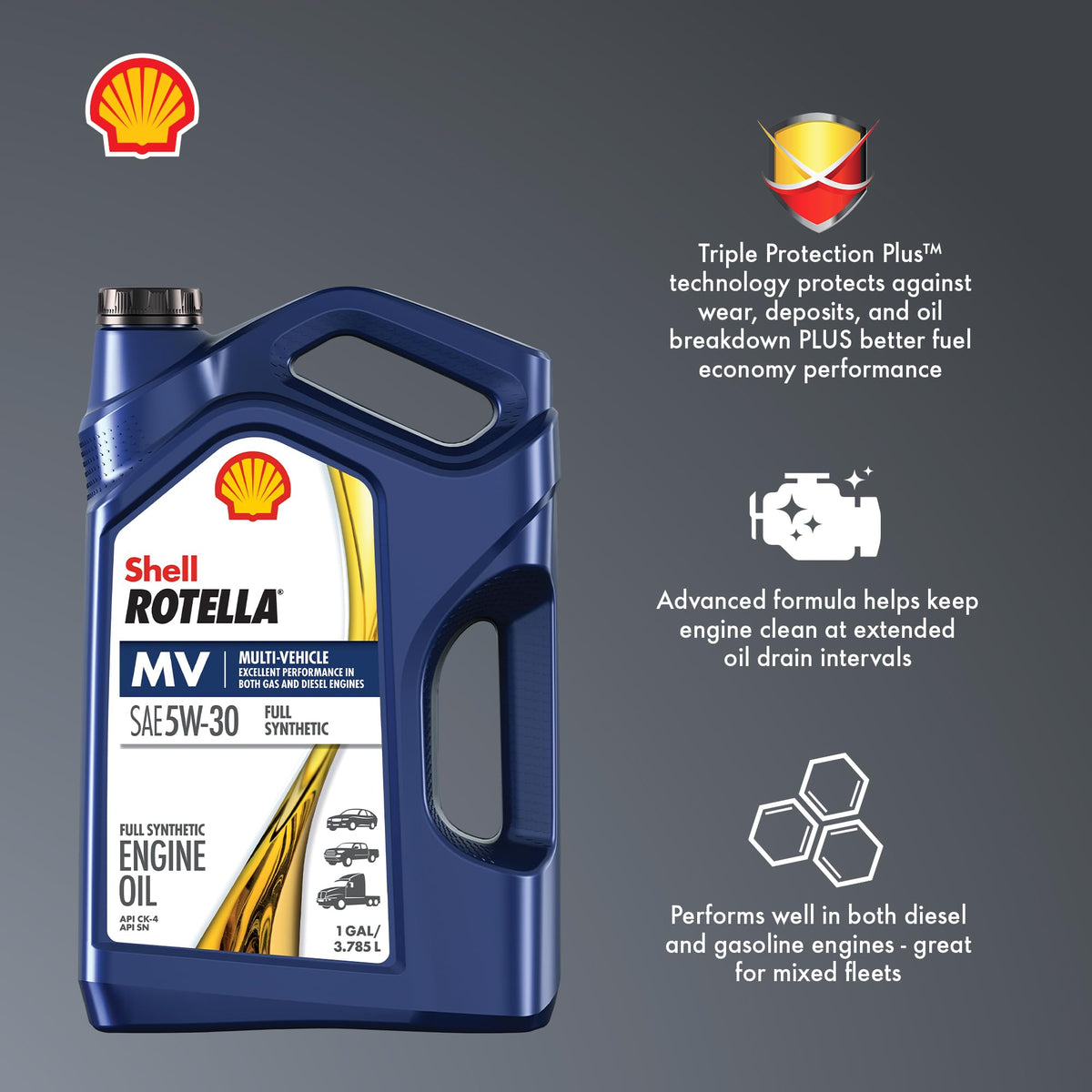 Shell Rotella T6 Full Synthetic Multi-Vehicle 5W-30 Diesel Engine Oil