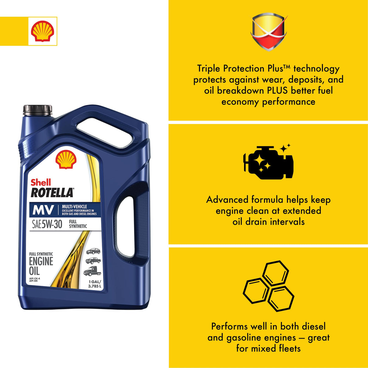 Shell Rotella T6 Full Synthetic Multi-Vehicle 5W-30 Diesel Engine Oil