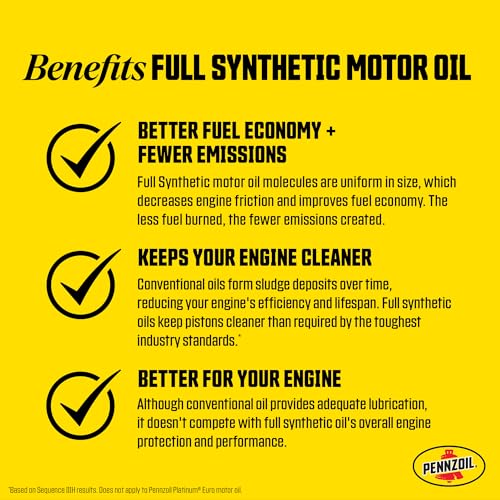 Pennzoil Ultra Platinum Full Synthetic 0W-40 Motor Oil, 1 Quart (6 Pack)