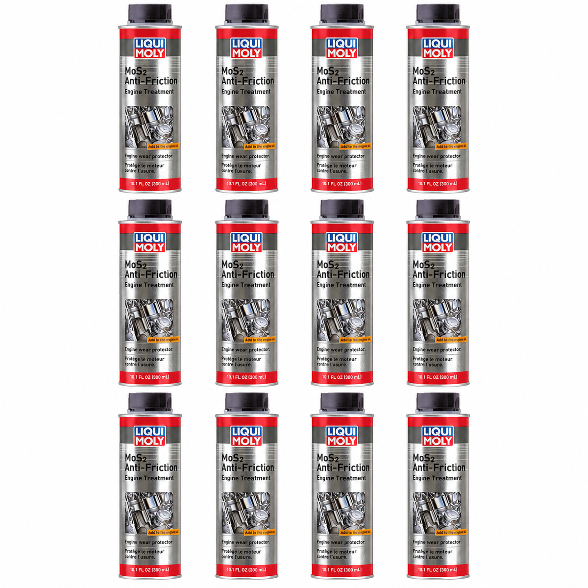 LIQUI MOLY MoS2 Anti-Friction Engine Treatment, 2009, 12 x 300 mL on white