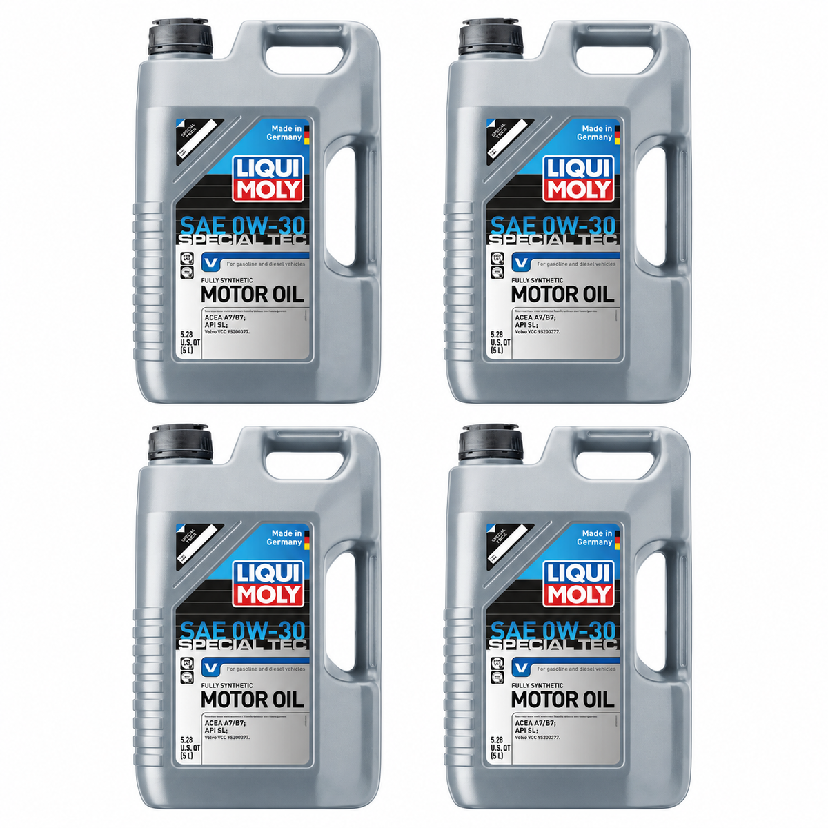 LIQUI MOLY Special Tec V SAE 0W-30, 20204, 4 x 5 L on white