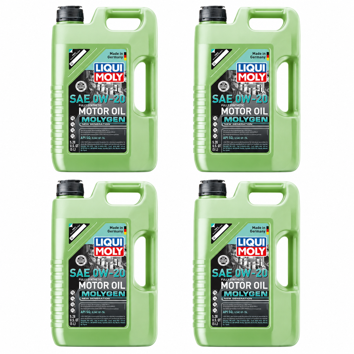 LIQUI MOLY Molygen New Generation SAE 0W-20, 20438, 4 x 5 L on white
