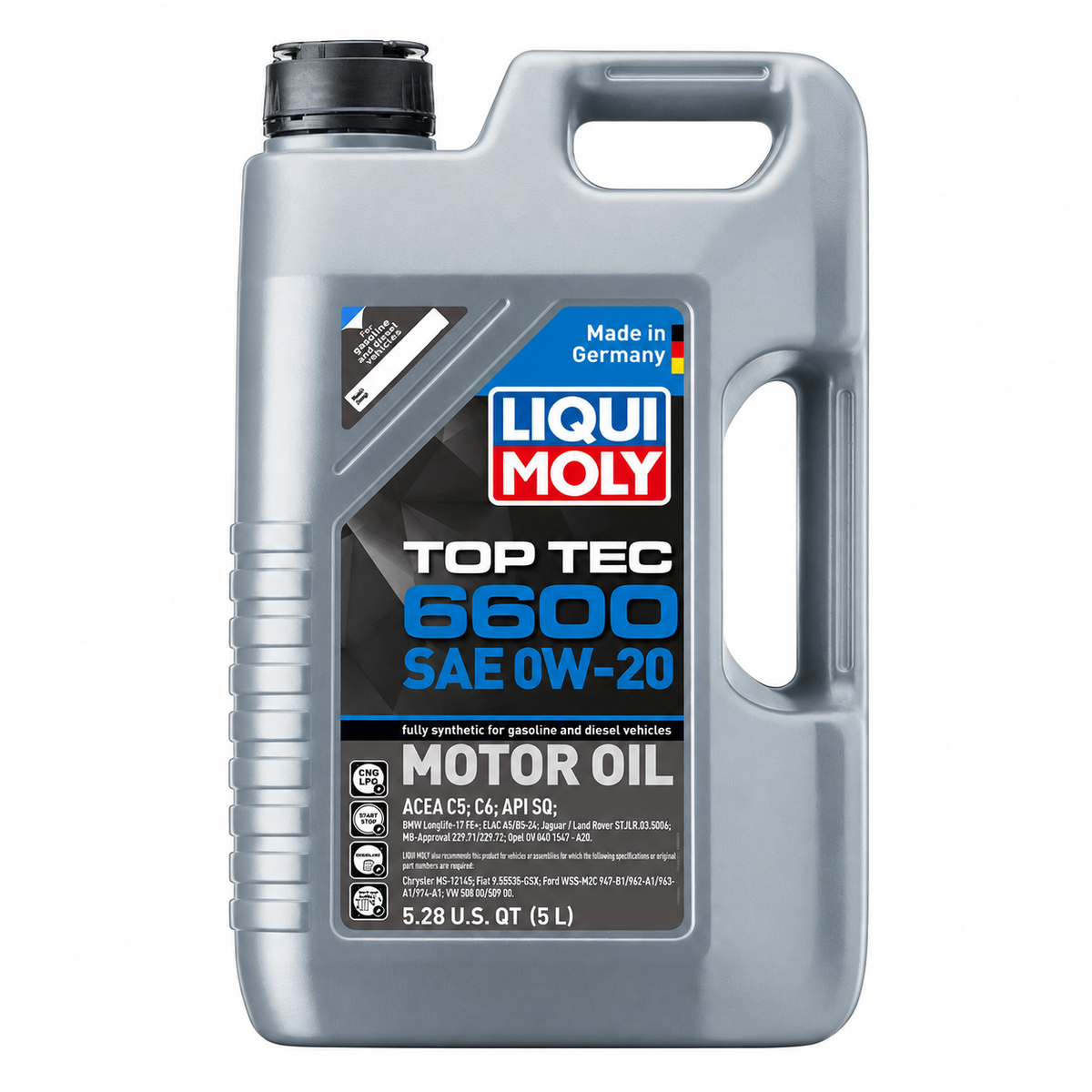 LIQUI MOLY Top Tec 6600 SAE 0W-20, 22046, 1 x 5 L on white