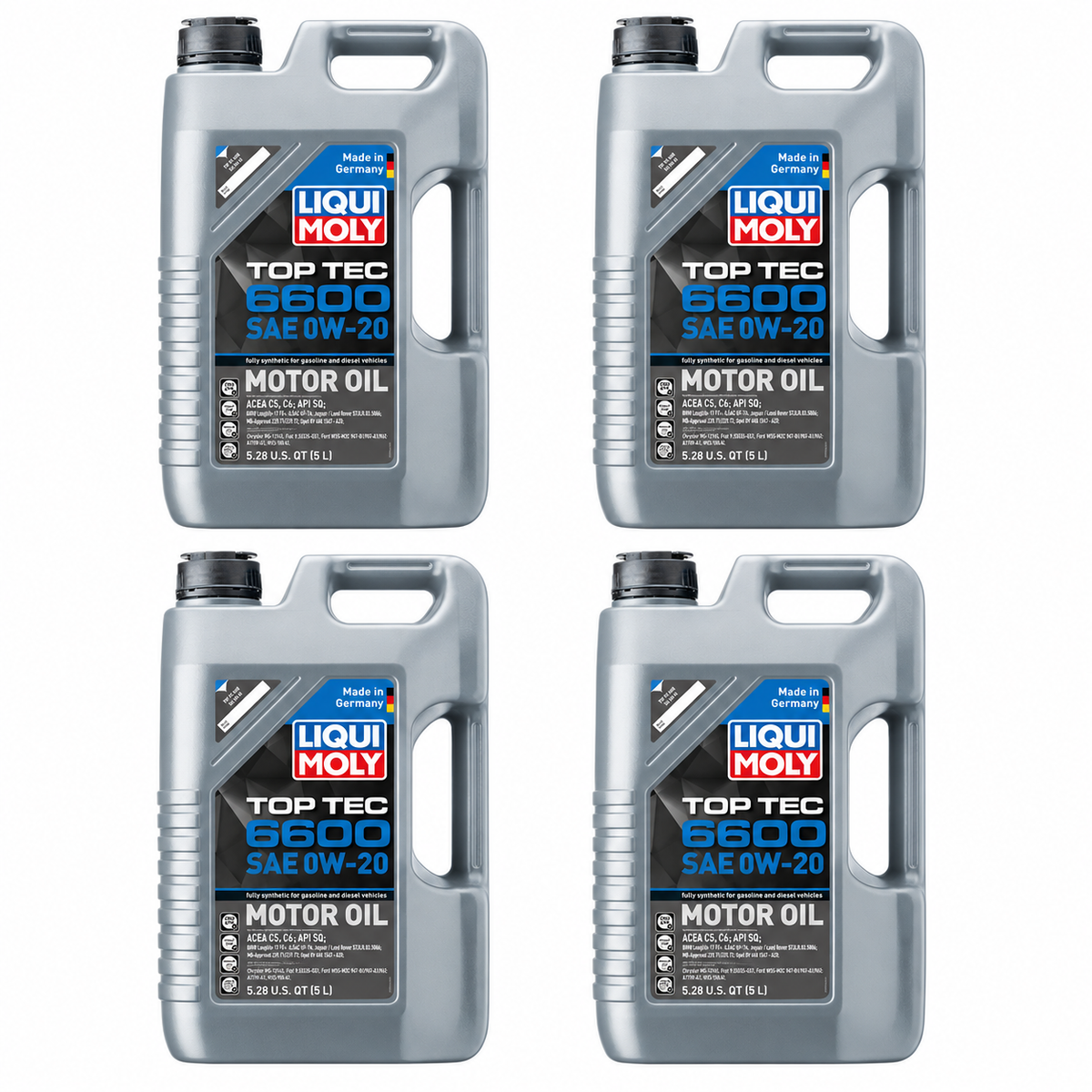 LIQUI MOLY Top Tec 6600 SAE 0W-20, 22046, 4 x 5 L on white