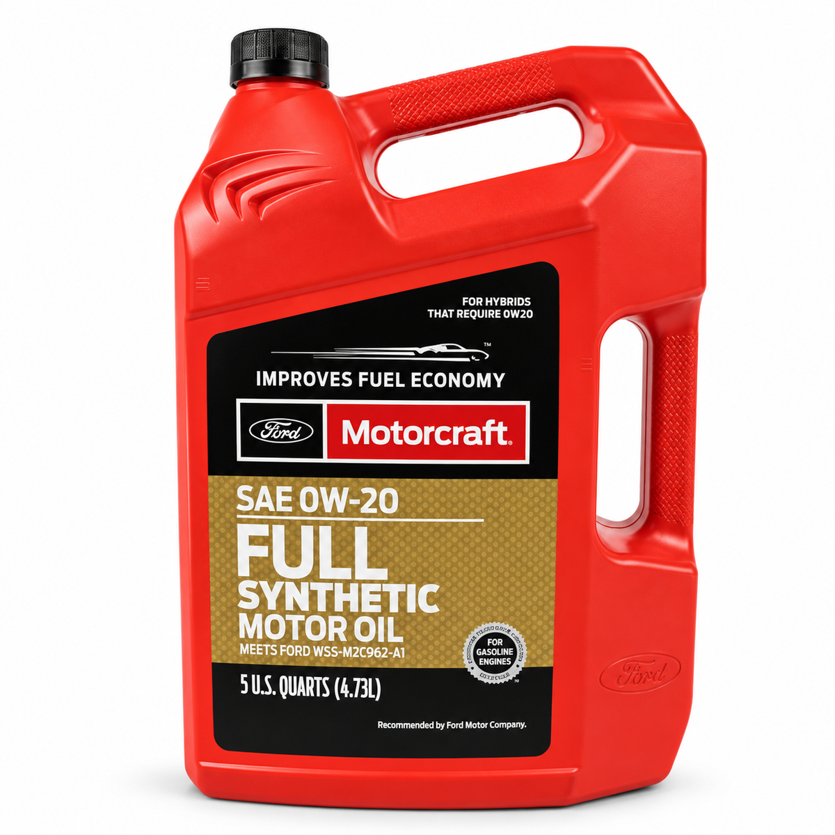 Motorcraft 0W-20 Full Synthetic Motor Oil, 5 Quart container