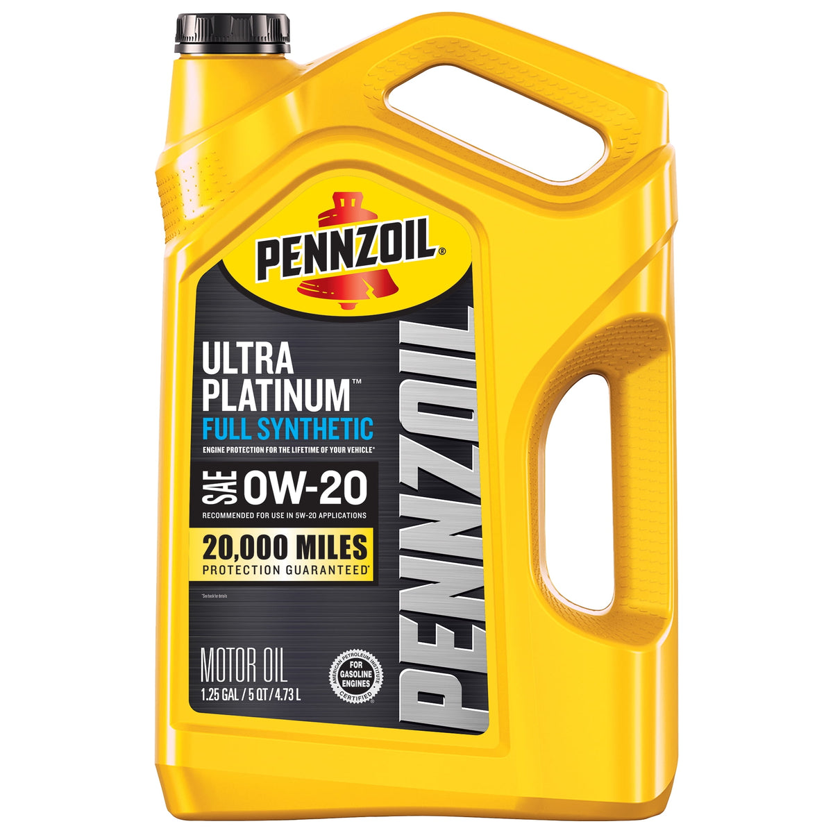 Pennzoil Ultra Platinum Full Synthetic 0W-20 — one 5-quart jug