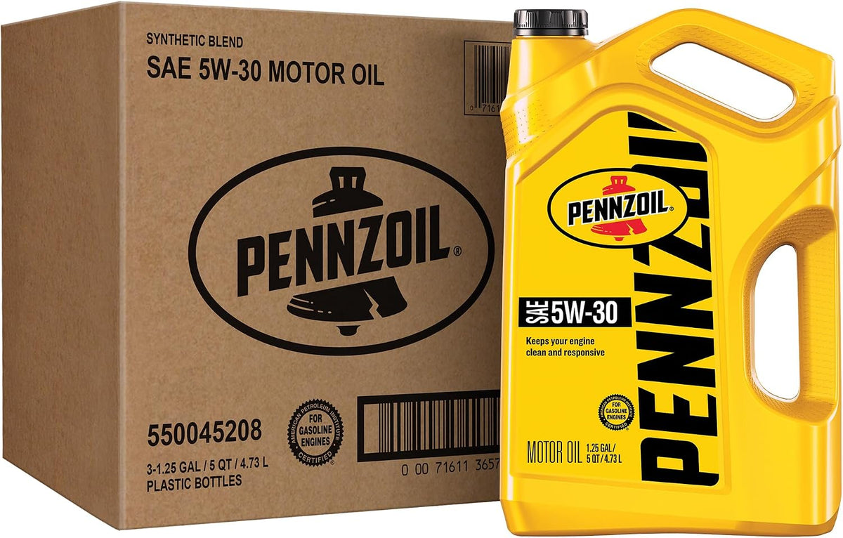 Pennzoil Motor Oil 5W-30 — original carton containing three 5-quart jugs