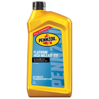 Pennzoil Platinum High Mileage Full Synthetic ATF — 1 Quart bottle shown; sold in a six-pack product photo