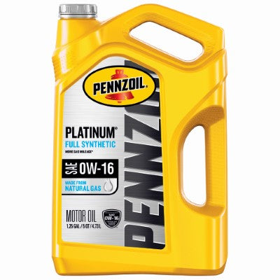 Pennzoil Platinum Full Synthetic 0W-16 Motor Oil — 5-Quart Jugs product photo