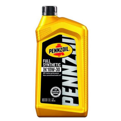 Pennzoil Full Synthetic 10W-30 Motor Oil — 1 Quart bottle shown; sold in a six-pack product photo
