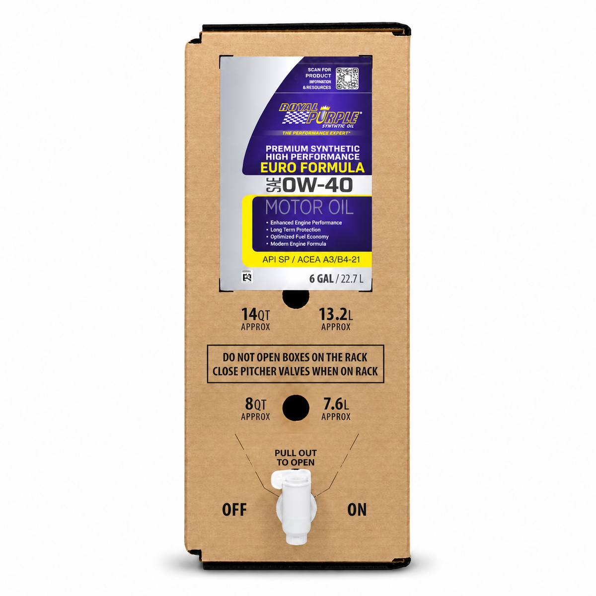 Royal Purple European Formula Full Synthetic Motor Oil 0W-40 in a 6-Gallon EcoBox