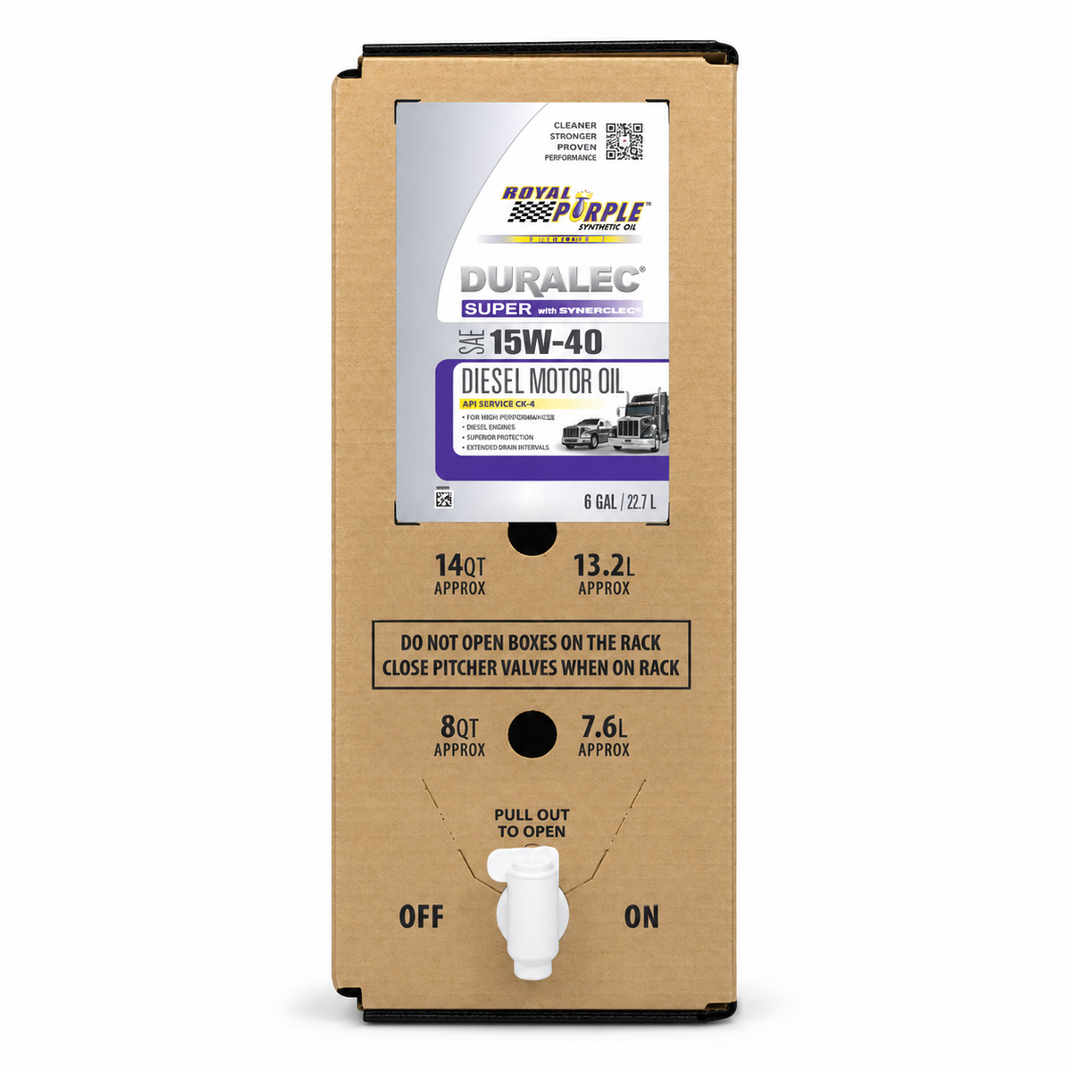 Royal Purple Duralec Super Synthetic Diesel Motor Oil 15W-40 in a 6-Gallon EcoBox