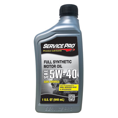 Service Pro 5W-40 Euro Full Synthetic Motor Oil 1 Qt — Full Case of 6 (6 × 1 qt)