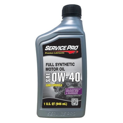 Service Pro 0W-40 Euro Full Synthetic Motor Oil 1 Qt — Full Case of 6 (6 × 1 qt)