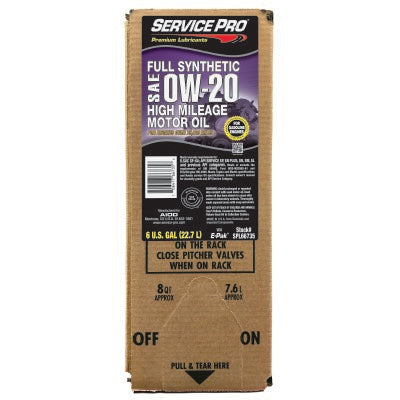 Service Pro 0W-20 High Mileage Full Synthetic Motor Oil 6 Gal E-Pak
