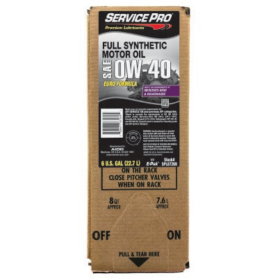 Service Pro 0W-40 Euro Full Synthetic Motor Oil 6 Gal E-Pak